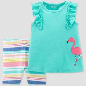 Just One You by Carter's Matching Sets - Carters Baby Girl Flamingo Top & Short Set Clothes Just One You by Carter's Matching Sets - Carters Baby Girl Flamingo Top & Short Set Clothes